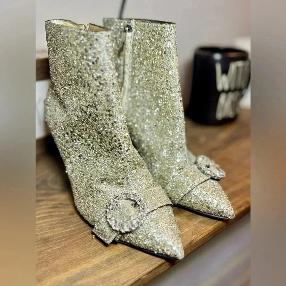 JIMMY CHOO Hanover Glitter Booties (35) - Picture 5 of 7